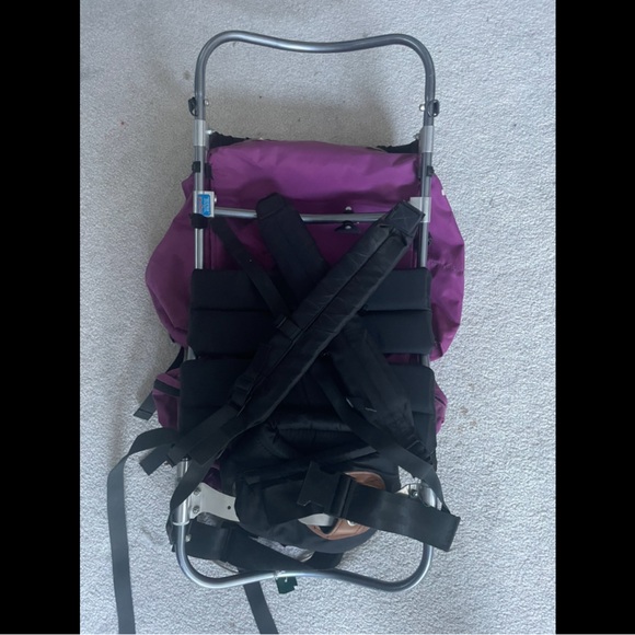 80s Purple Jansport External Frame Hiking Backpack Hip Wings Aluminum MadeInUSA - Picture 3 of 6